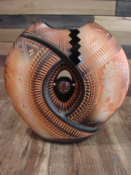 Native American Indian Hand Etched Pillow Pottery by Diane Aragon