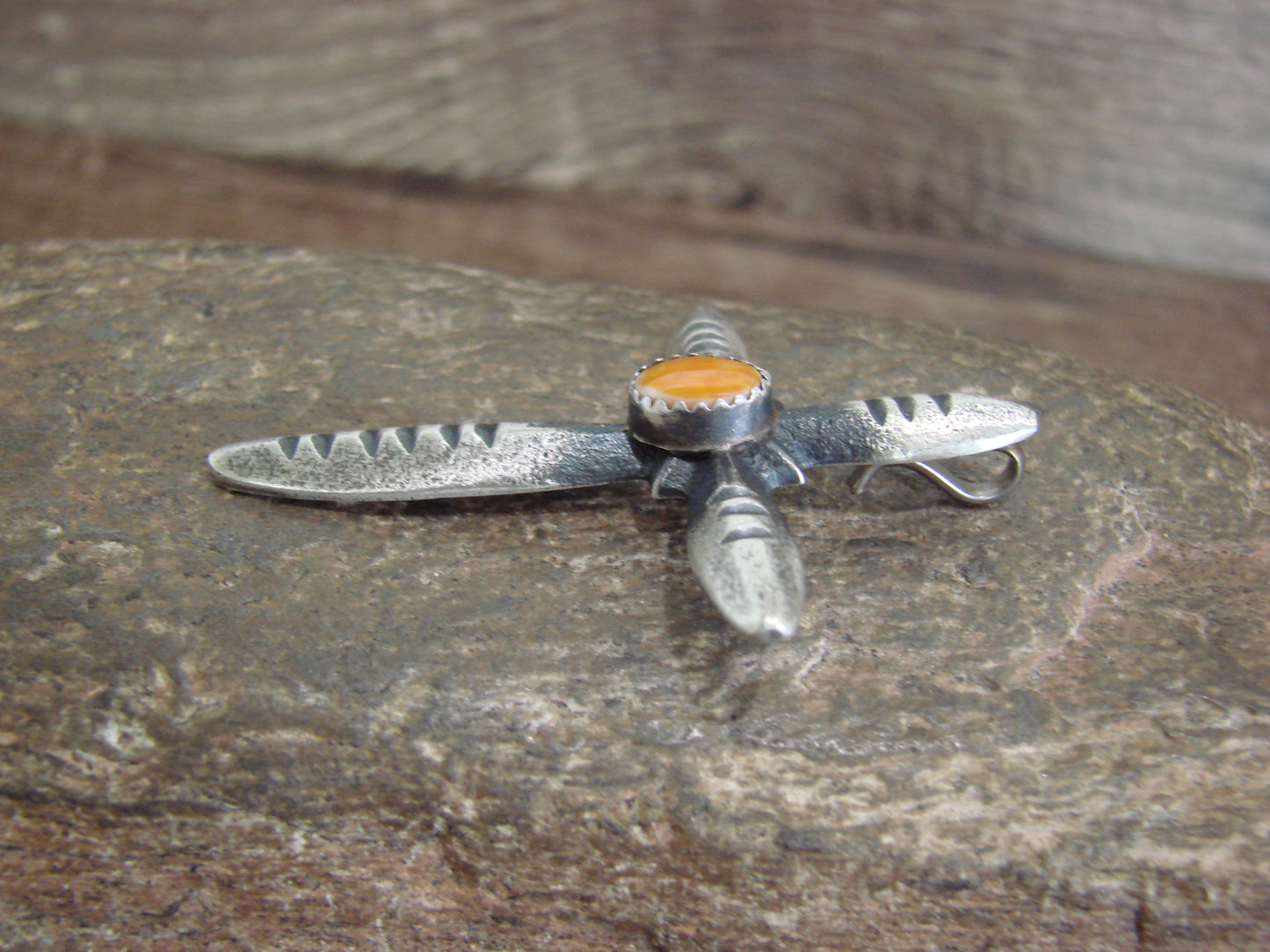 Native American Sterling Silver & Spiny Oyster Cross Pendant Signed Cayatineto
