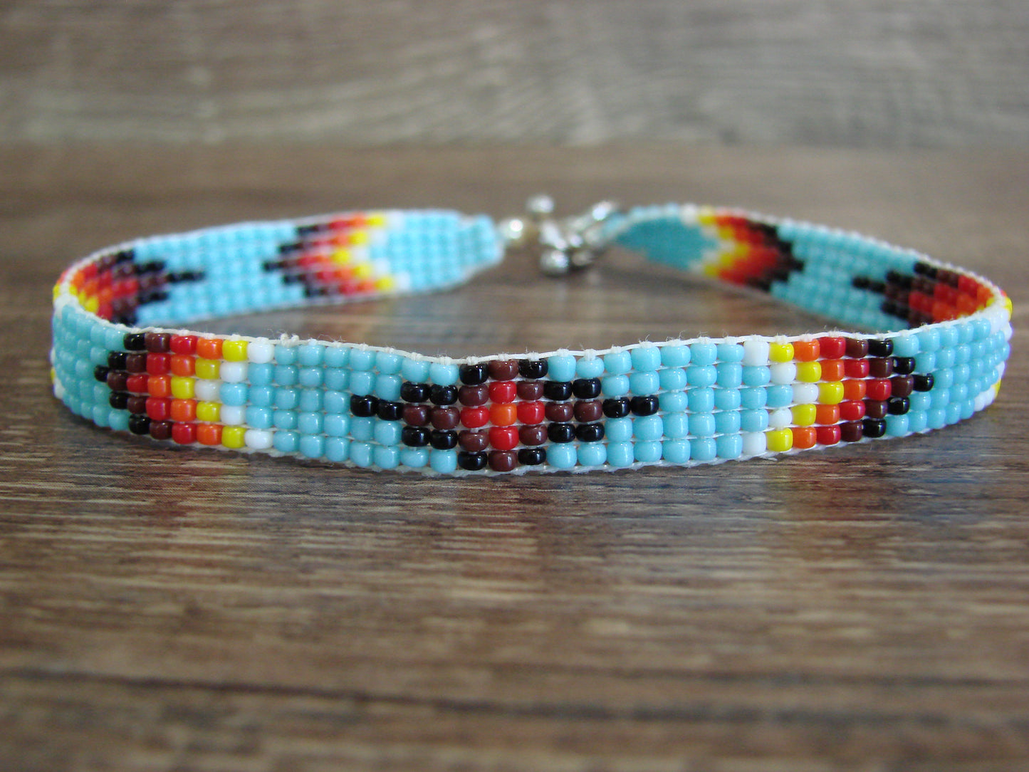 Large Native American Hand Beaded Bracelet by Cleveland
