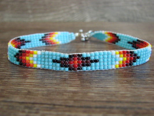 Large Native American Hand Beaded Bracelet by Cleveland