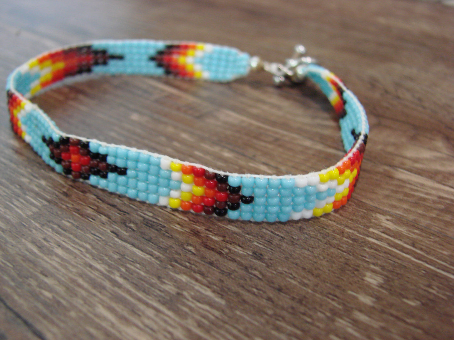 Large Native American Hand Beaded Bracelet by Cleveland