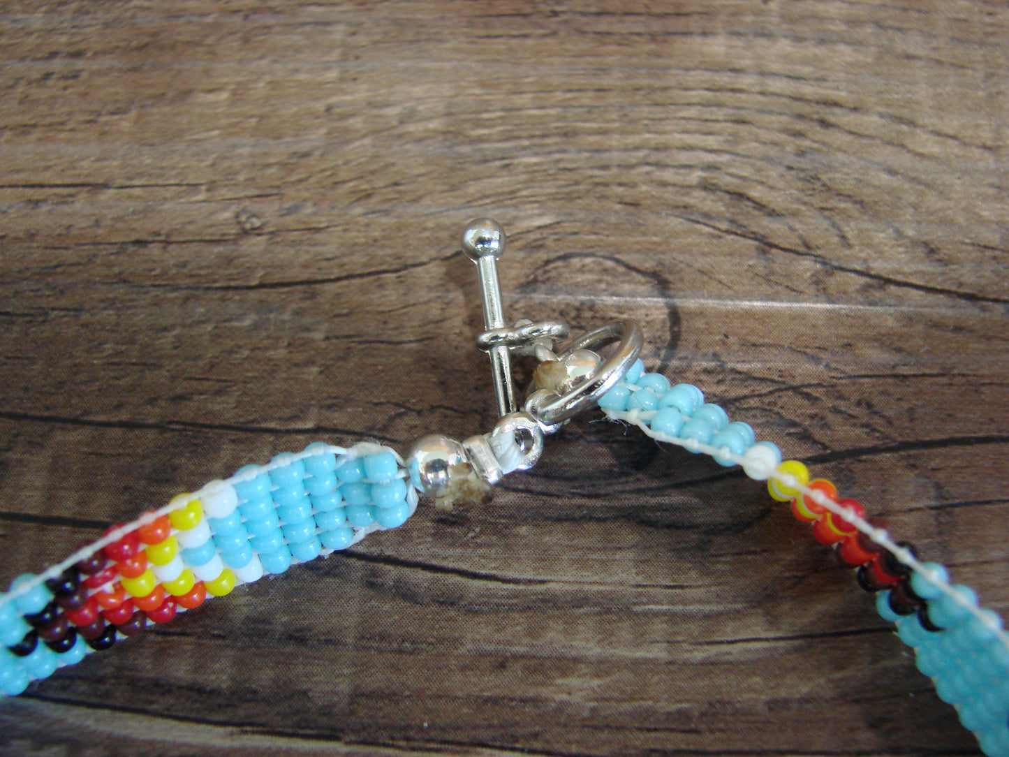 Large Native American Hand Beaded Bracelet by Cleveland