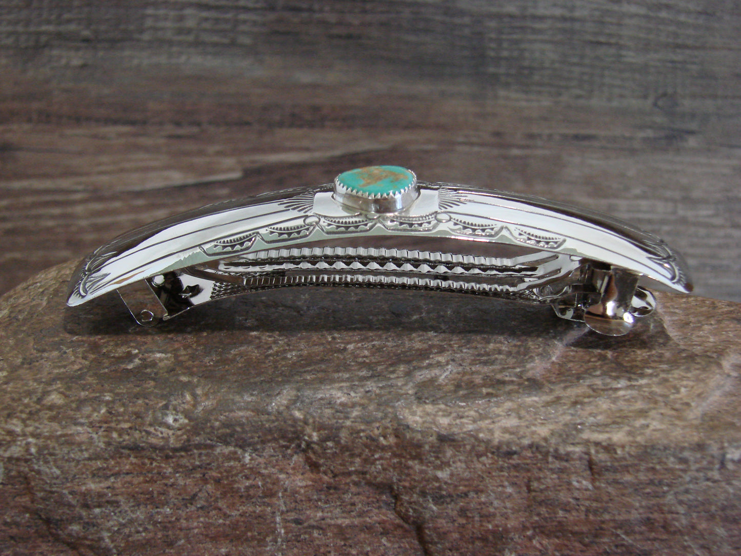 Native American Sterling Silver & Turquoise Hair Barrette by Begay