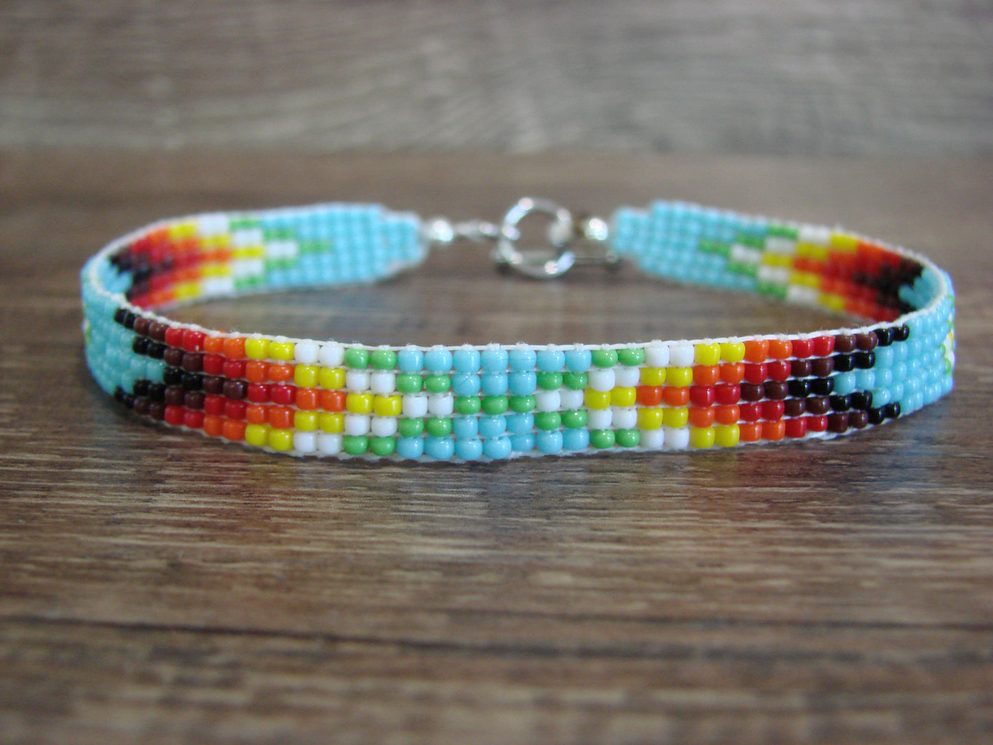 Large Native American Hand Beaded Bracelet by Cleveland