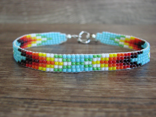 Large Native American Hand Beaded Bracelet by Cleveland