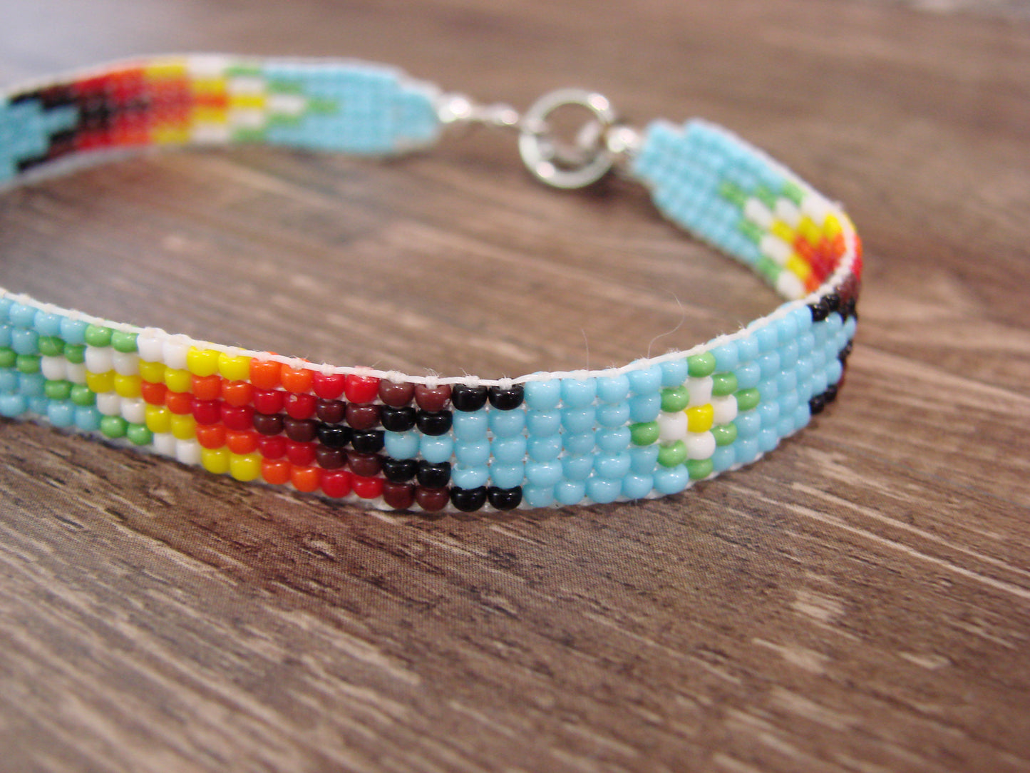 Large Native American Hand Beaded Bracelet by Cleveland