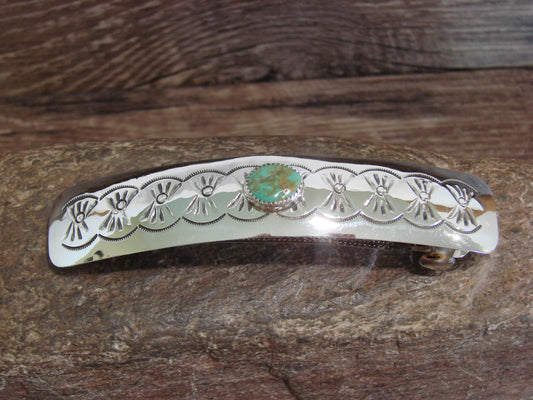 Native American Sterling Silver & Turquoise Hair Barrette by Begay