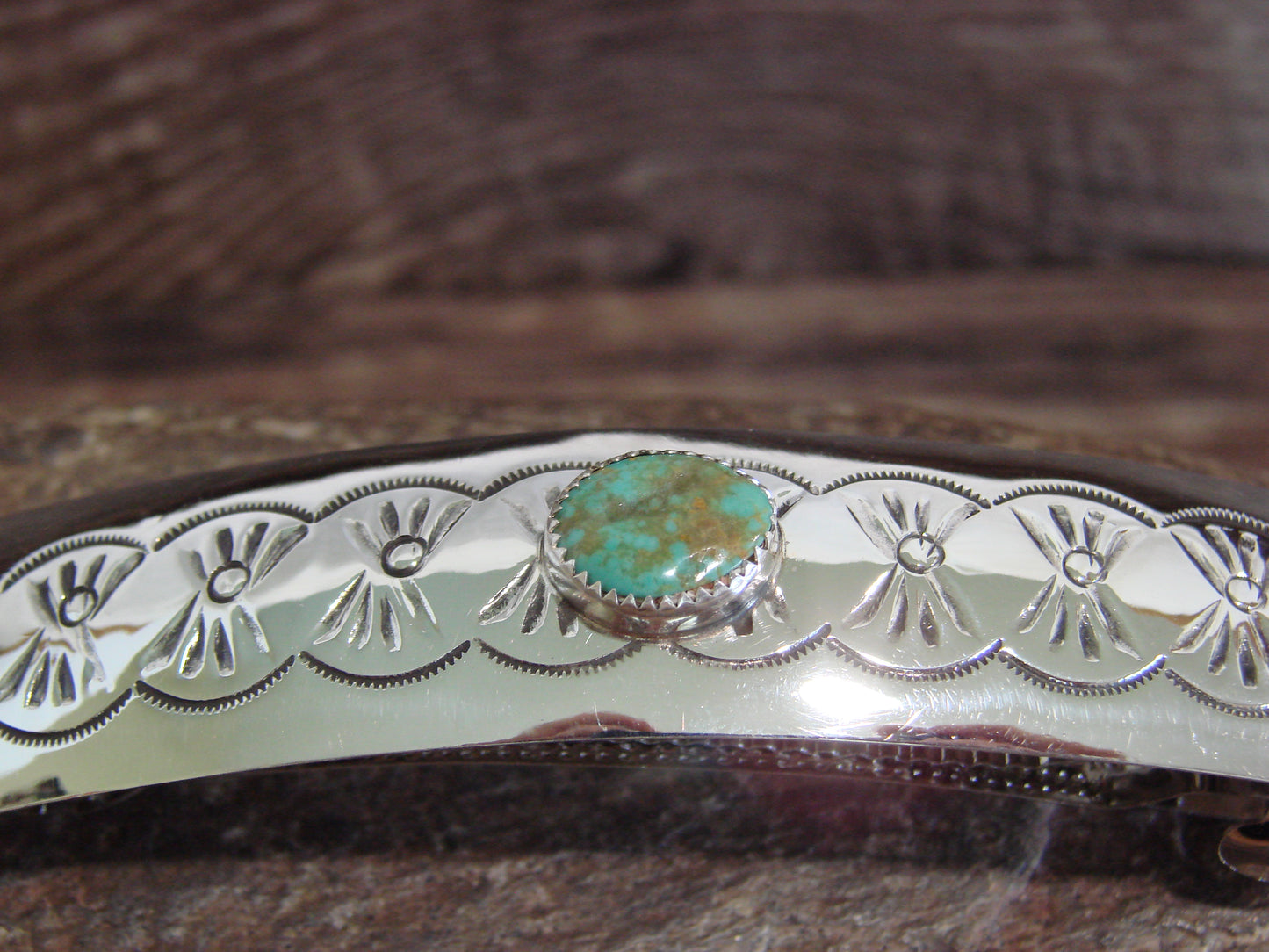 Native American Sterling Silver & Turquoise Hair Barrette by Begay