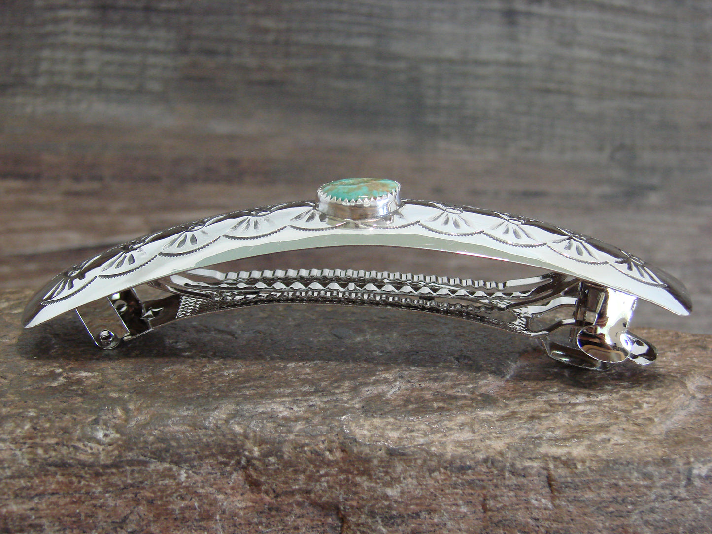 Native American Sterling Silver & Turquoise Hair Barrette by Begay