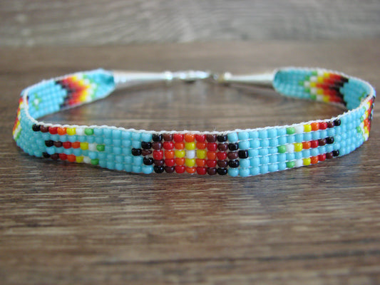 Large Native American Hand Beaded Bracelet by Cleveland