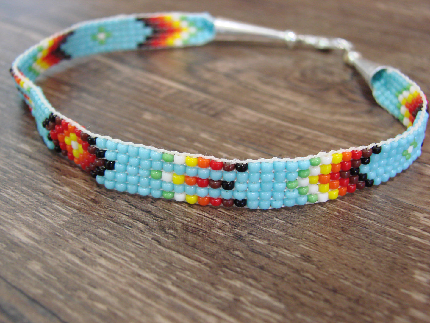 Large Native American Hand Beaded Bracelet by Cleveland