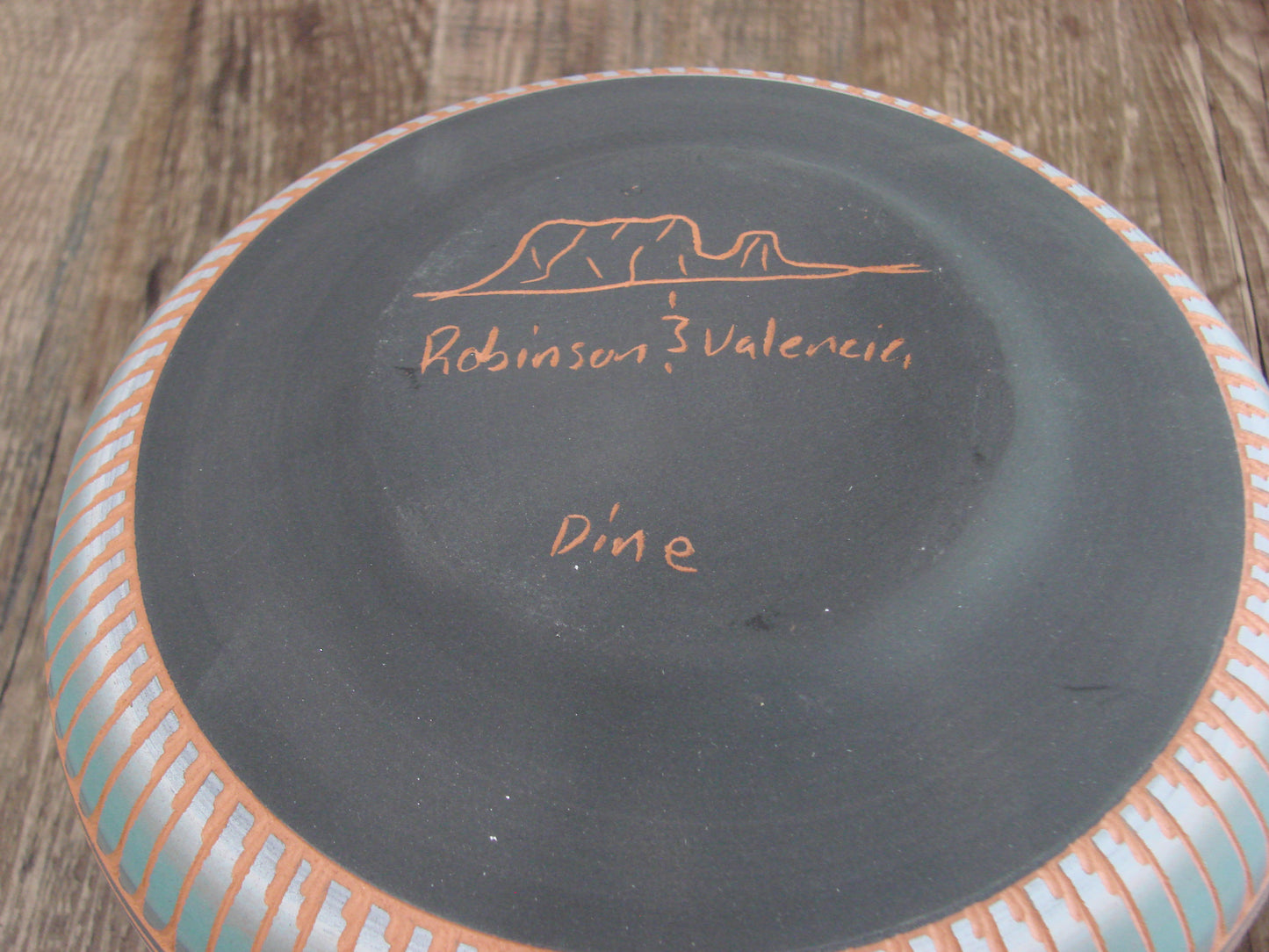 Native American Navajo Hand Etched & Hand Painted Pottery - Valencia