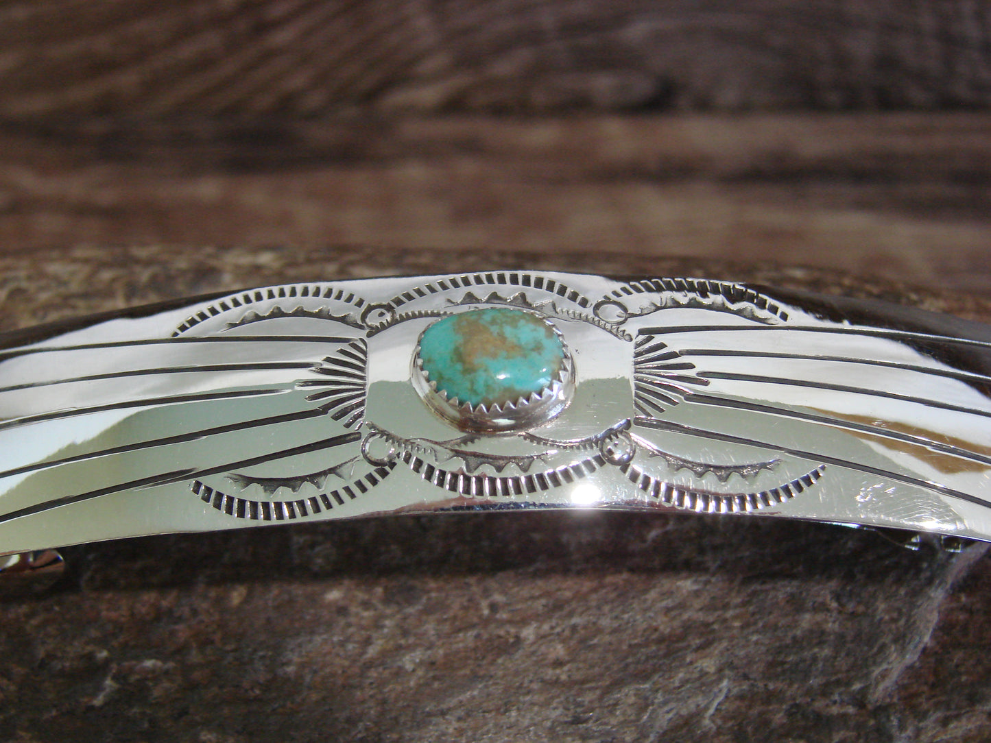 Native American Sterling Silver & Turquoise Hair Barrette by Begay