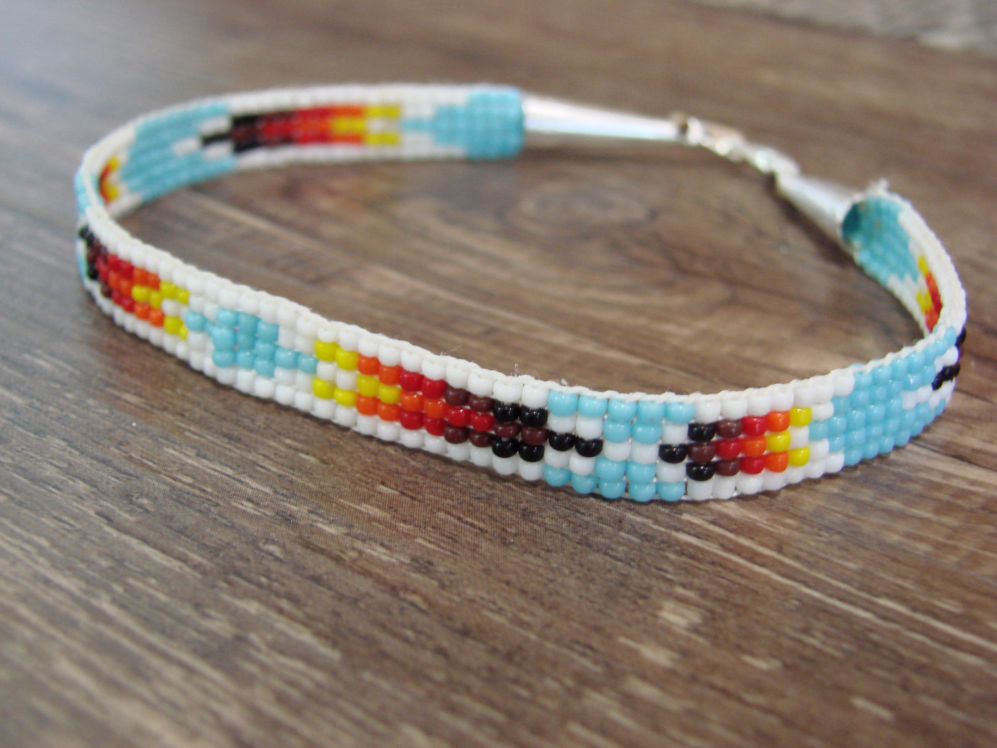 Large Native American Hand Beaded Bracelet by Cleveland
