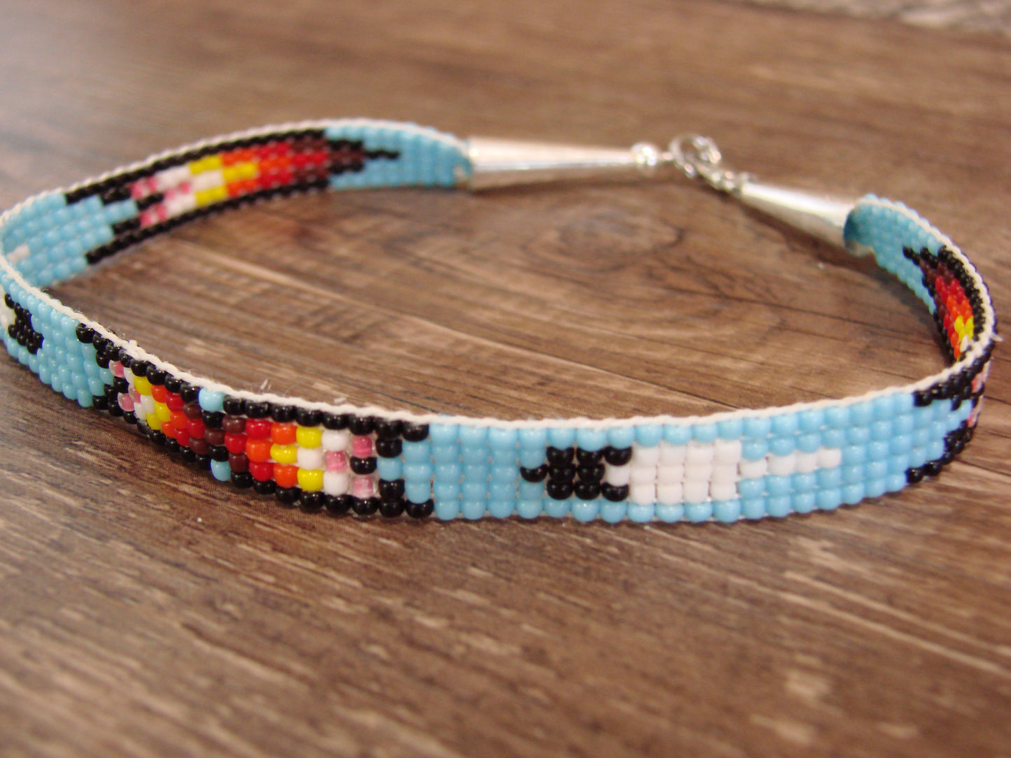 Large Native American Hand Beaded Bracelet by Cleveland