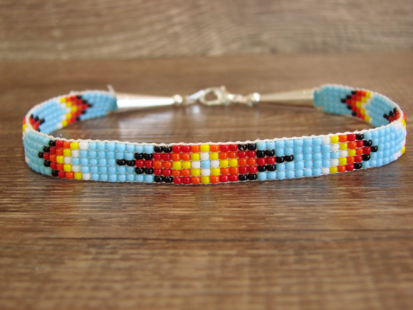 Large Native American Hand Beaded Bracelet by Cleveland