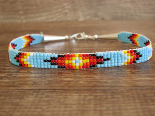 Large Native American Hand Beaded Bracelet by Cleveland