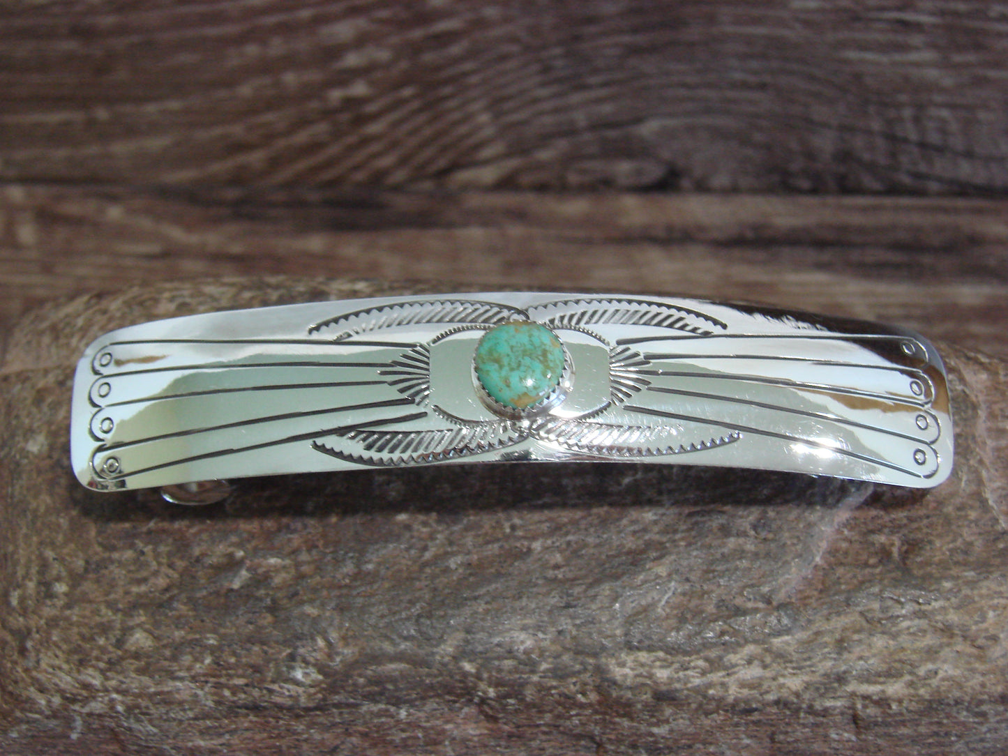 Native American Sterling Silver & Turquoise Hair Barrette by Begay