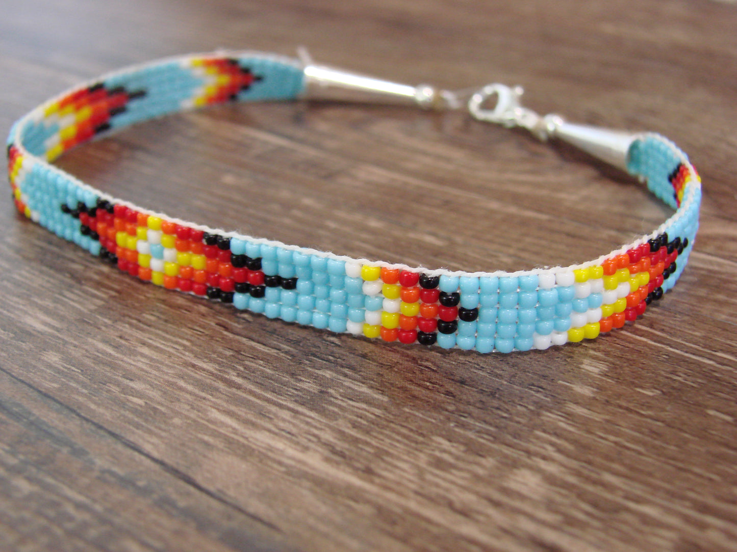 Large Native American Hand Beaded Bracelet by Cleveland