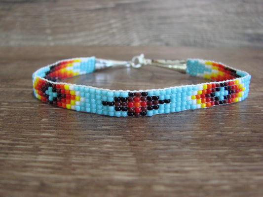 Large Native American Hand Beaded Bracelet by Cleveland