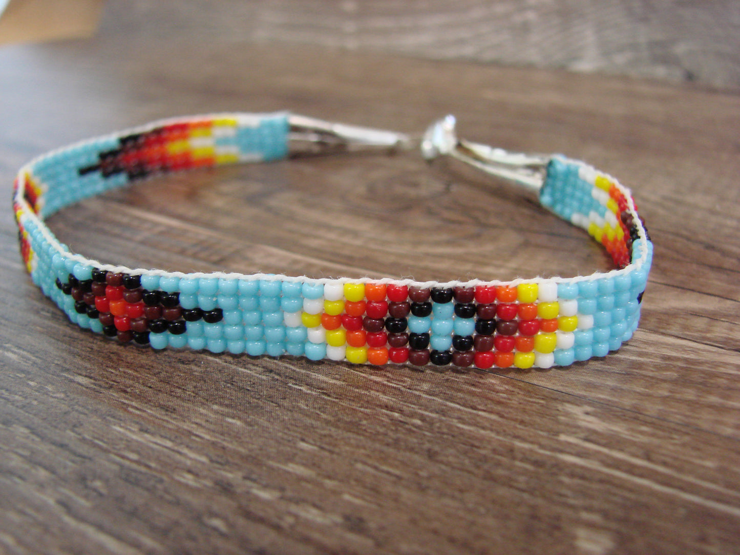Large Native American Hand Beaded Bracelet by Cleveland
