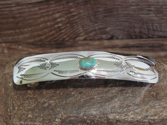 Native American Sterling Silver & Turquoise Hair Barrette by Begay
