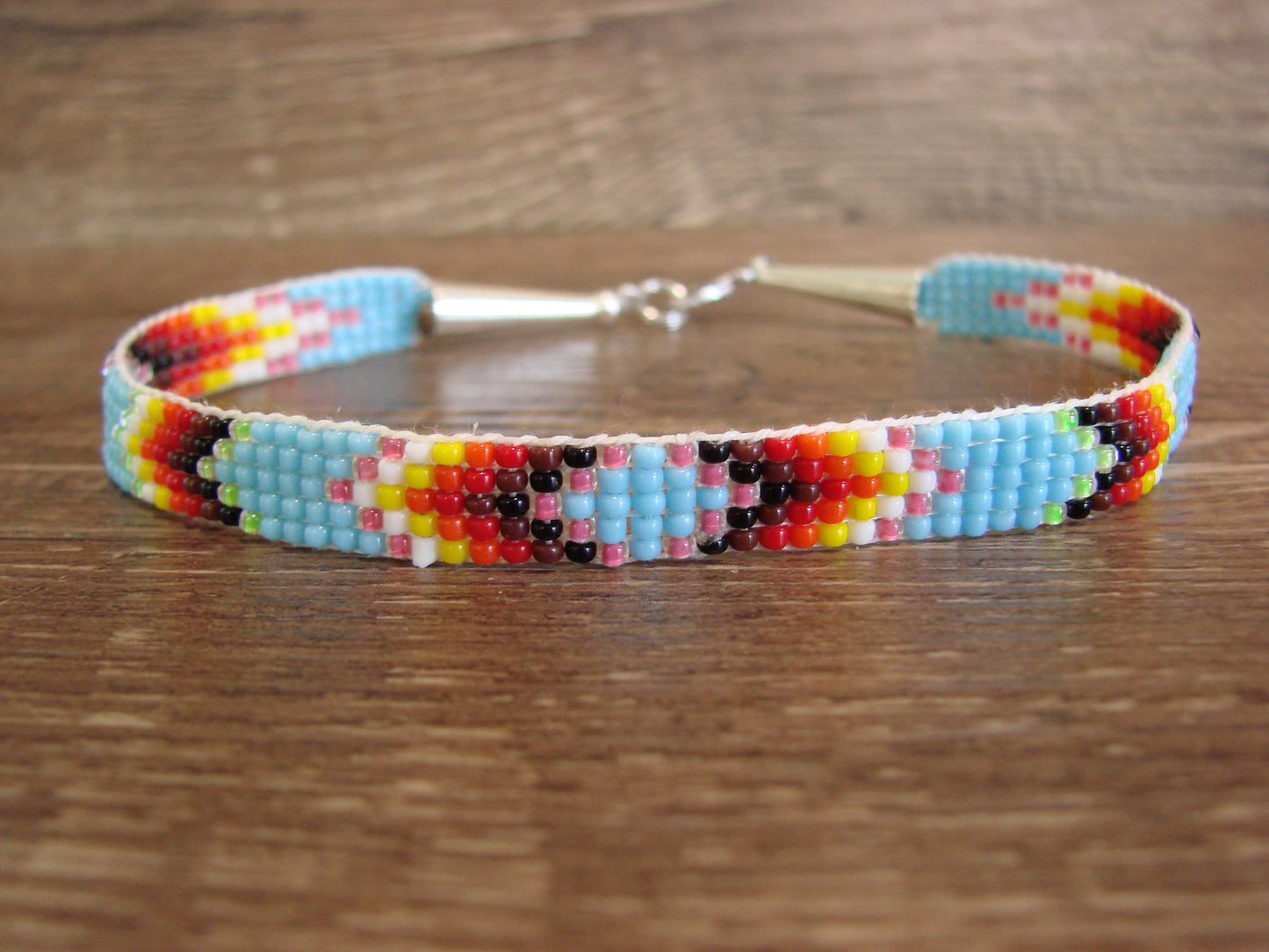 Large Native American Hand Beaded Bracelet by Cleveland