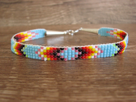 Large Native American Hand Beaded Bracelet by Cleveland