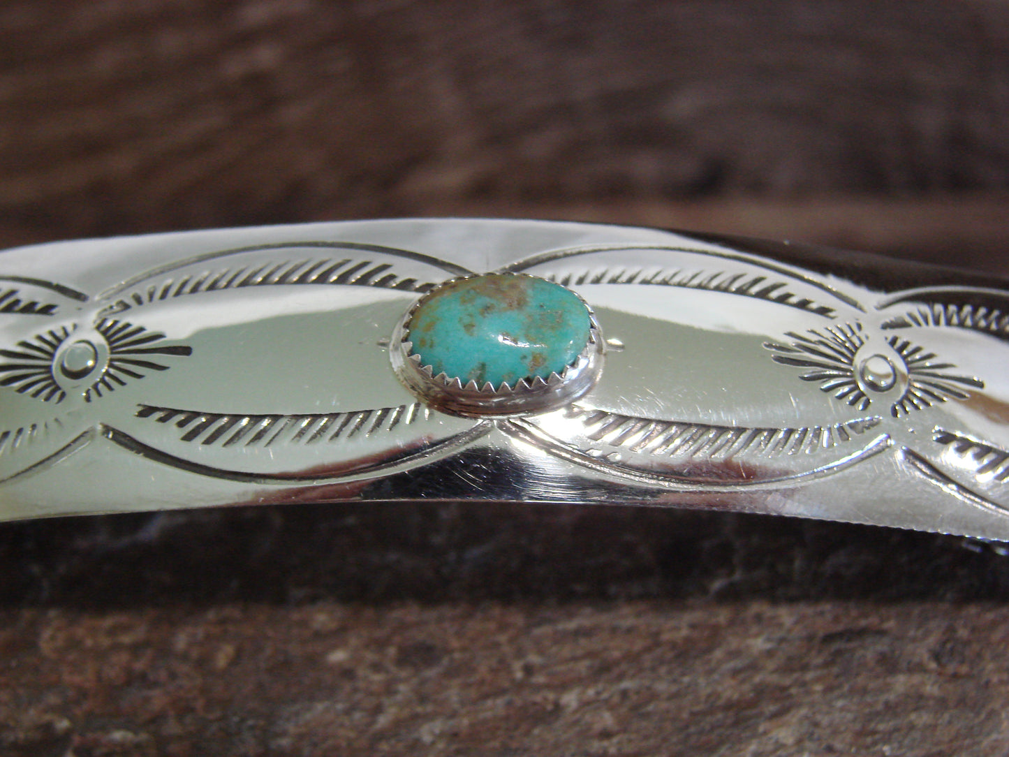 Native American Sterling Silver & Turquoise Hair Barrette by Begay