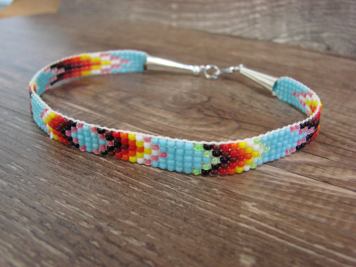 Large Native American Hand Beaded Bracelet by Cleveland