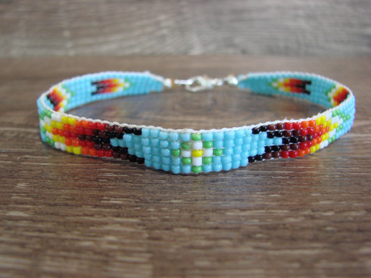 Large Native American Hand Beaded Bracelet by Cleveland