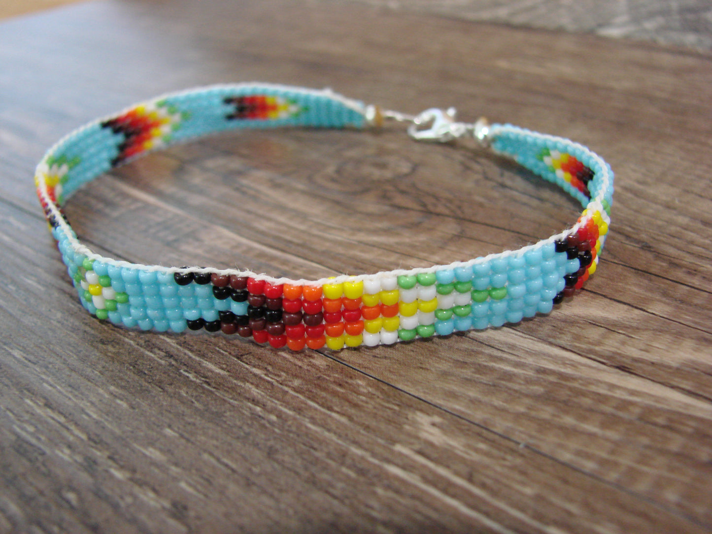 Large Native American Hand Beaded Bracelet by Cleveland