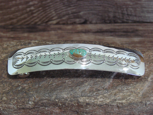 Native American Sterling Silver & Turquoise Hair Barrette by Begay