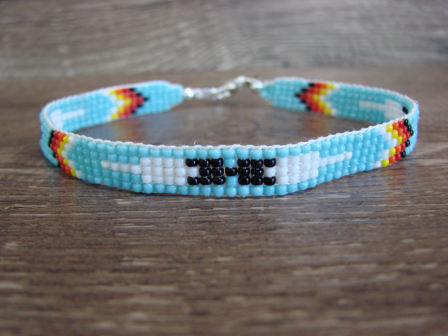 Large Native American Hand Beaded Bracelet by Cleveland