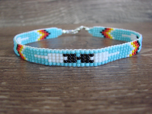 Large Native American Hand Beaded Bracelet by Cleveland
