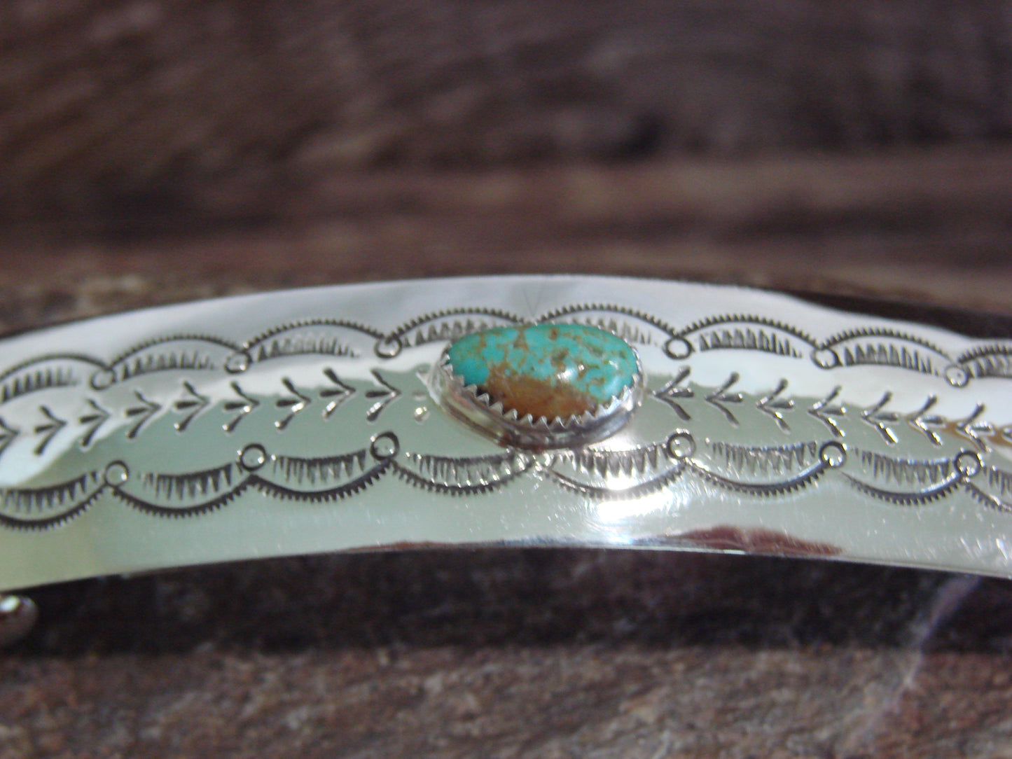 Native American Sterling Silver & Turquoise Hair Barrette by Begay