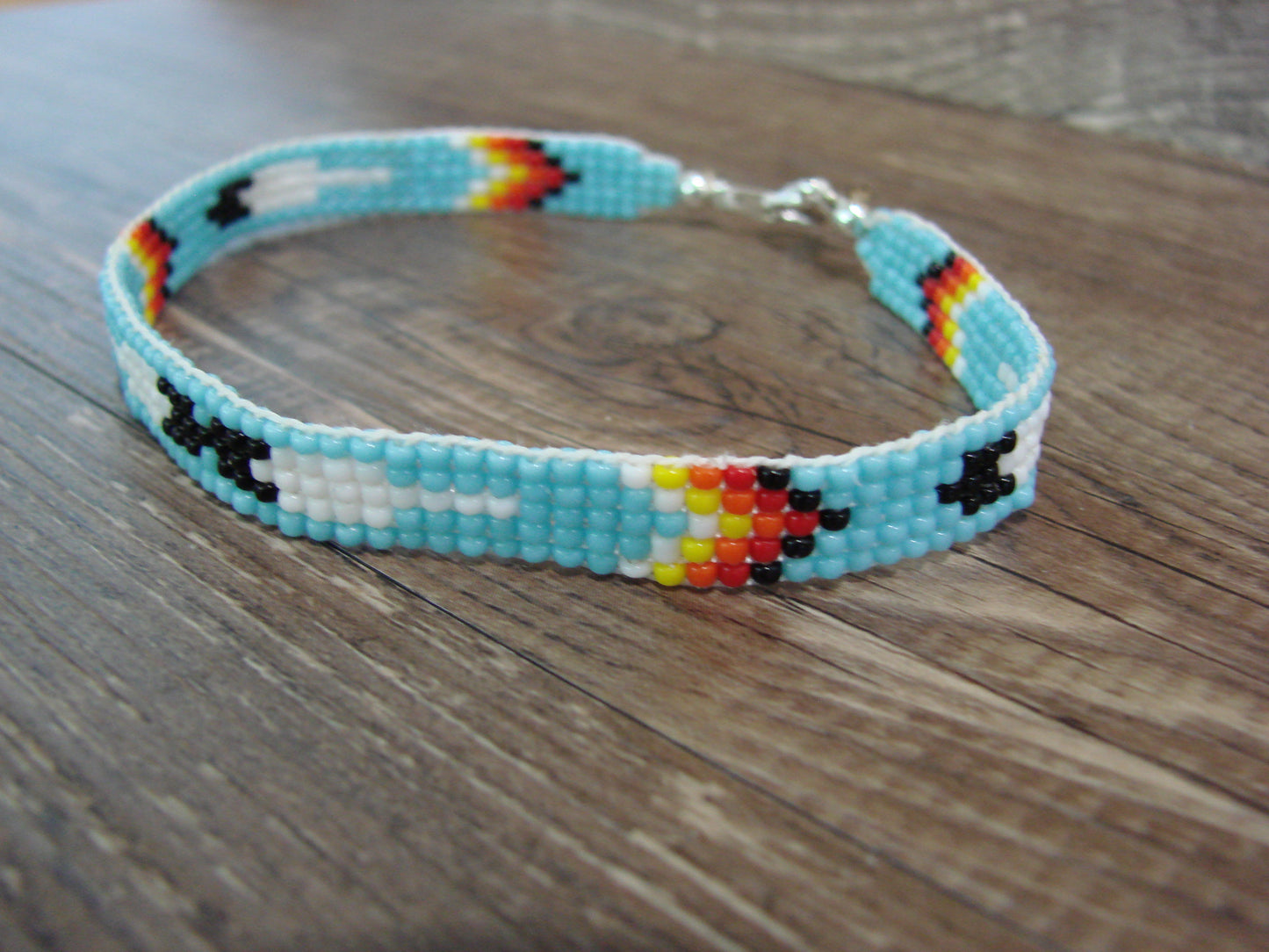 Large Native American Hand Beaded Bracelet by Cleveland