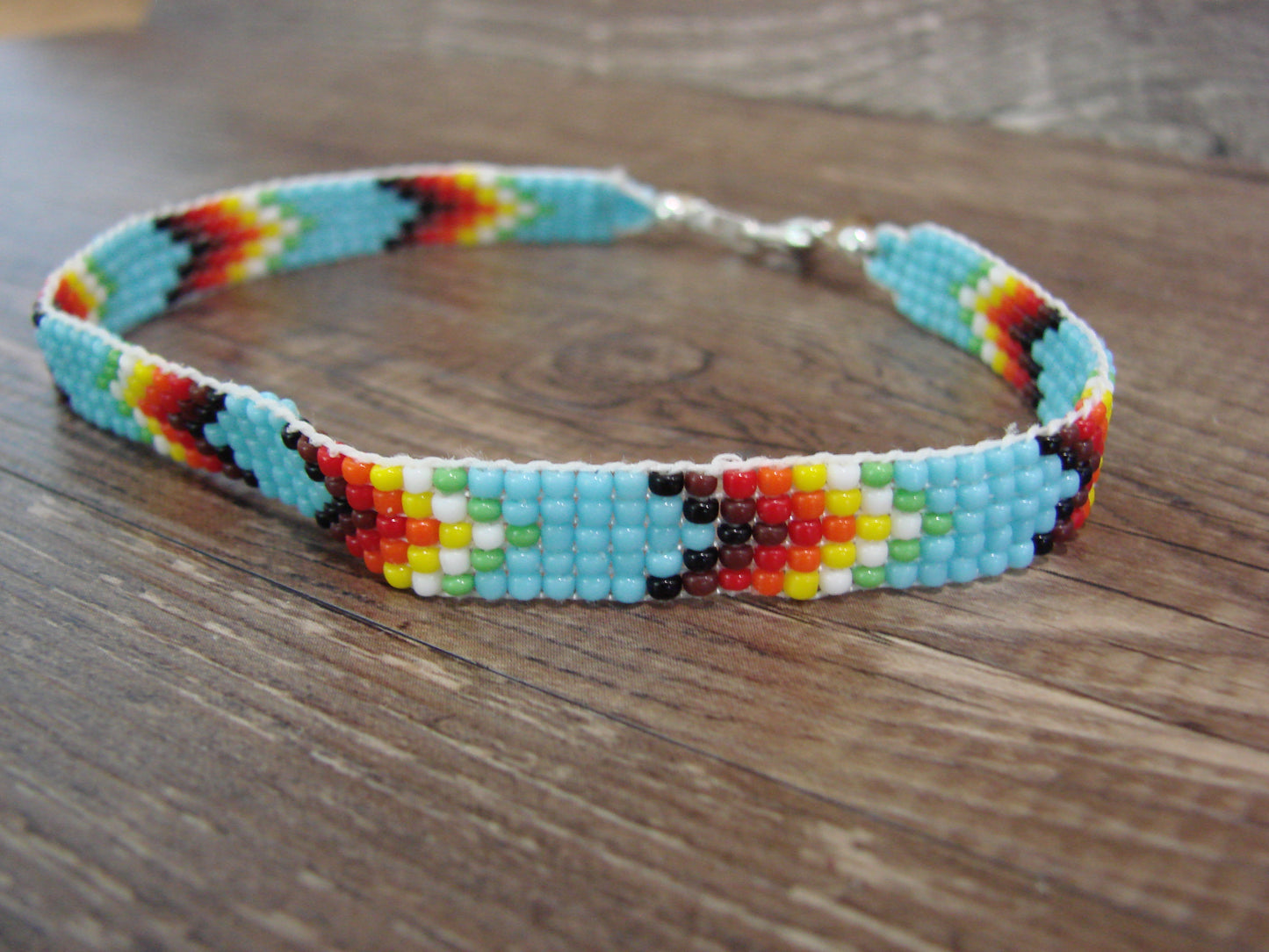 Large Native American Hand Beaded Bracelet by Cleveland