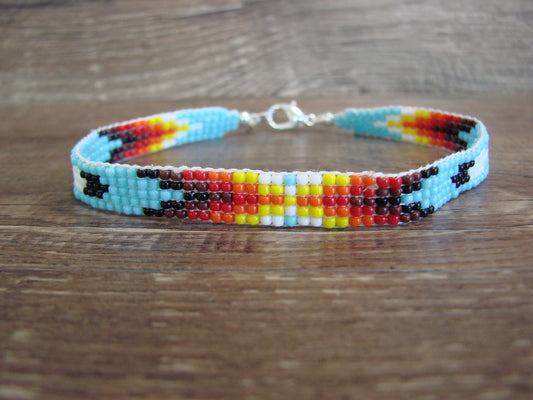 Large Native American Hand Beaded Bracelet by Cleveland