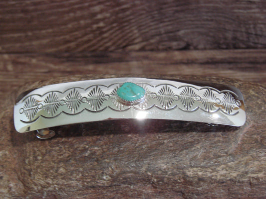 Native American Sterling Silver & Turquoise Hair Barrette by Begay