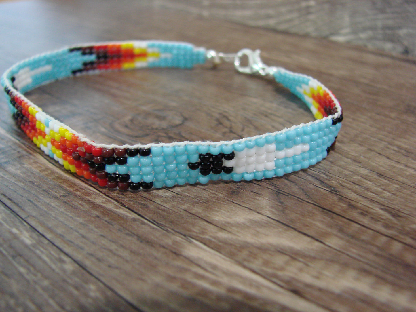 Large Native American Hand Beaded Bracelet by Cleveland
