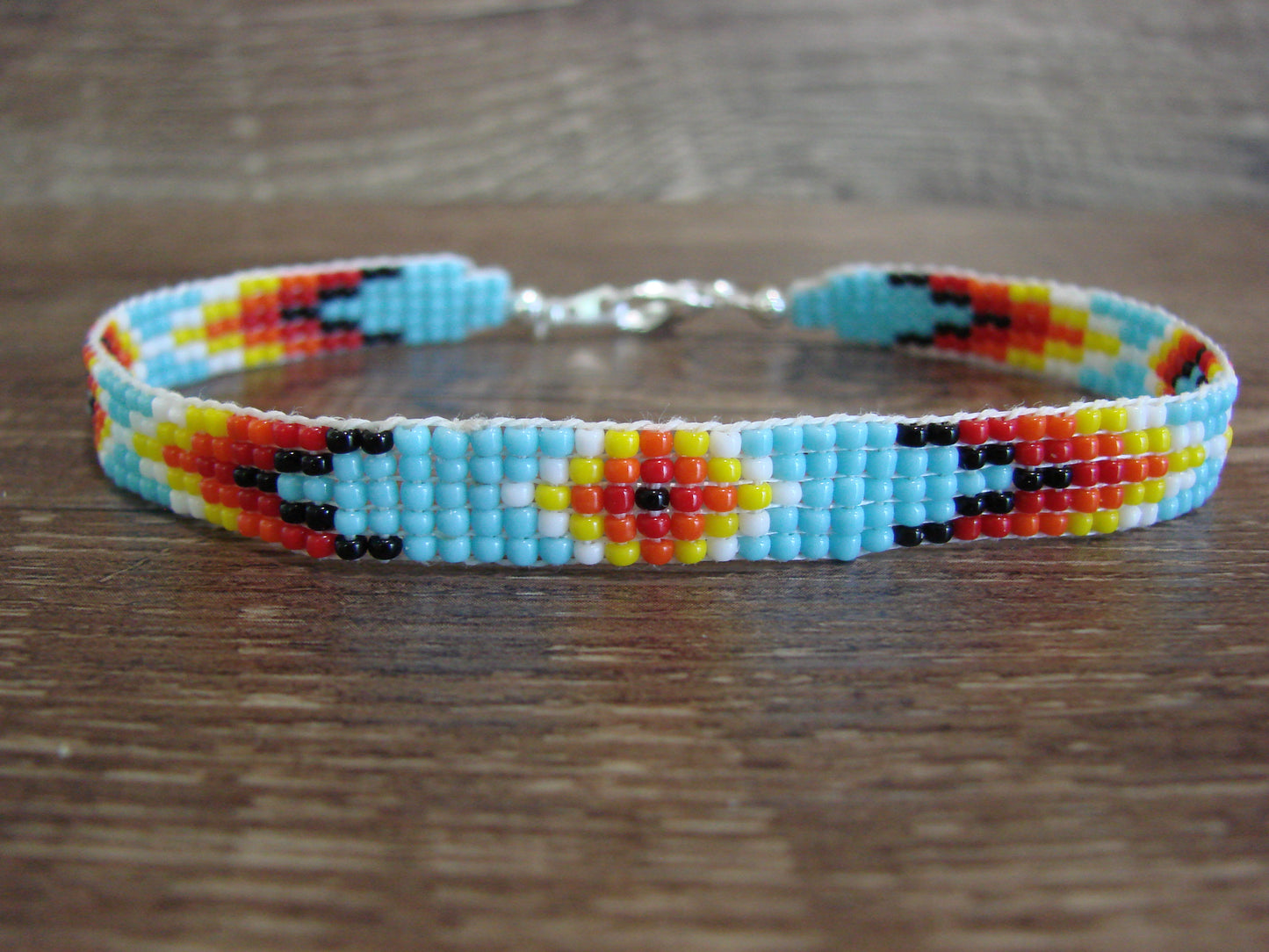 Large Native American Hand Beaded Bracelet by Cleveland