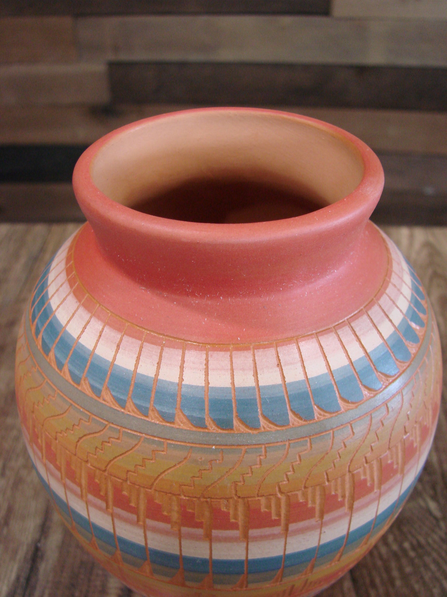 Native American Navajo Hand Etched & Hand Painted Pottery - EG