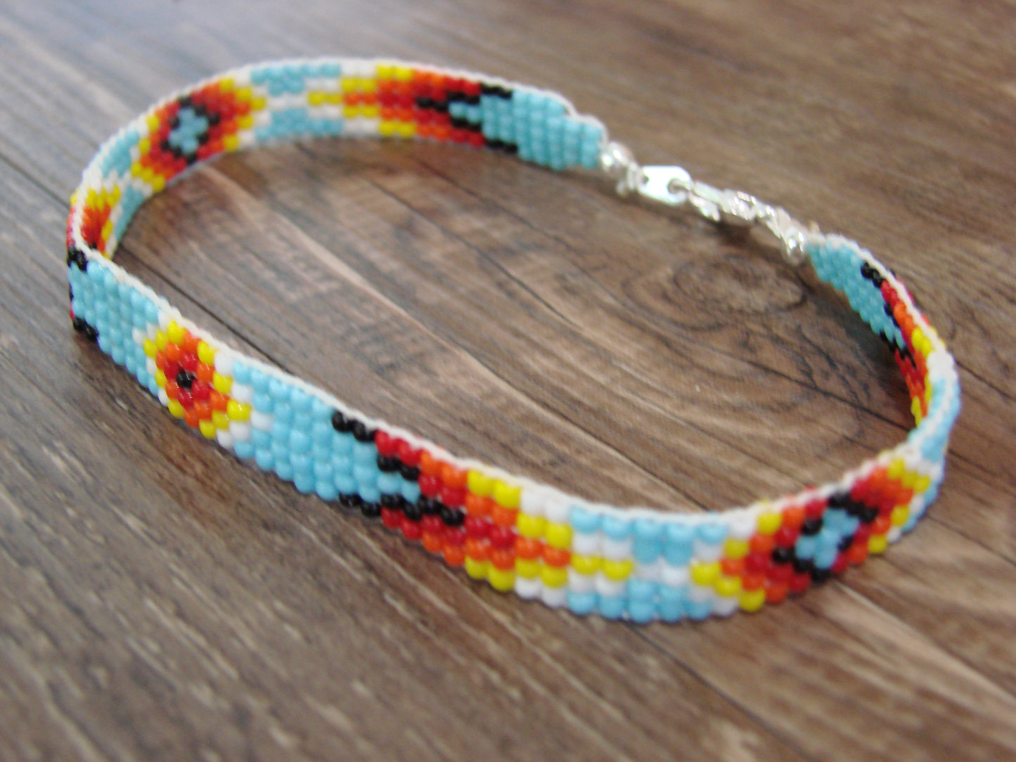 Large Native American Hand Beaded Bracelet by Cleveland