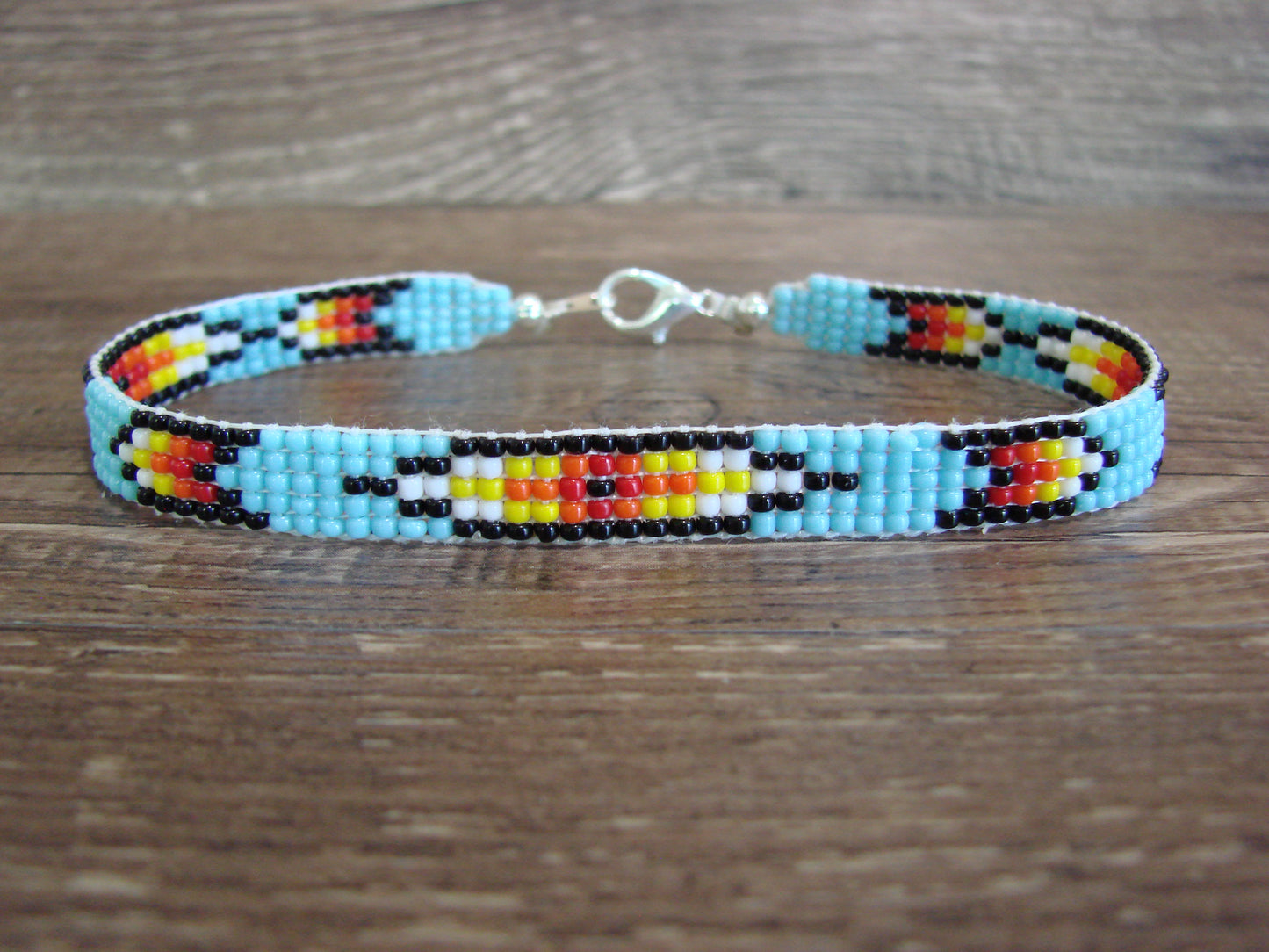 Large Native American Hand Beaded Bracelet by Cleveland
