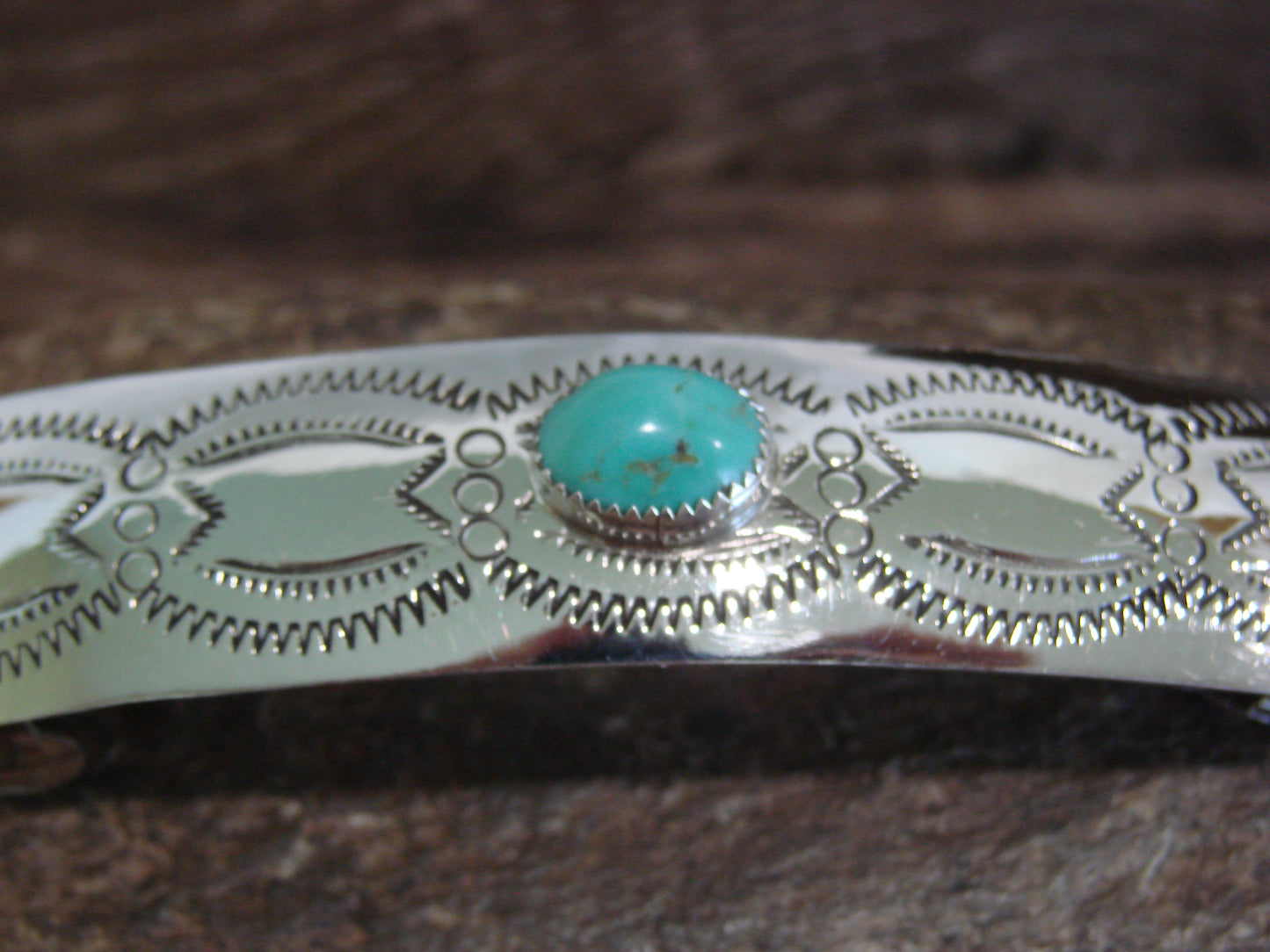 Native American Sterling Silver & Turquoise Hair Barrette by Begay