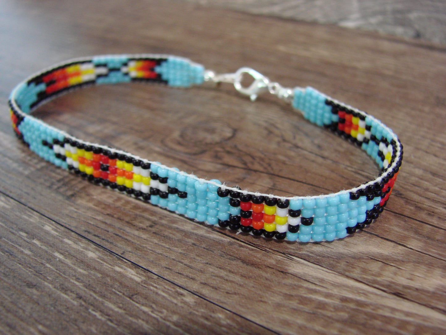 Large Native American Hand Beaded Bracelet by Cleveland