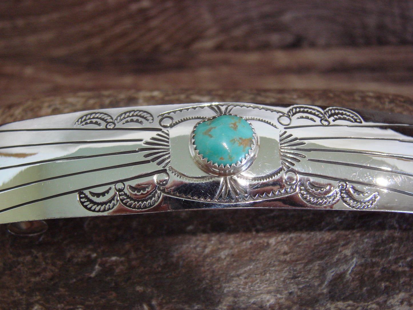 Native American Sterling Silver & Turquoise Hair Barrette by Begay