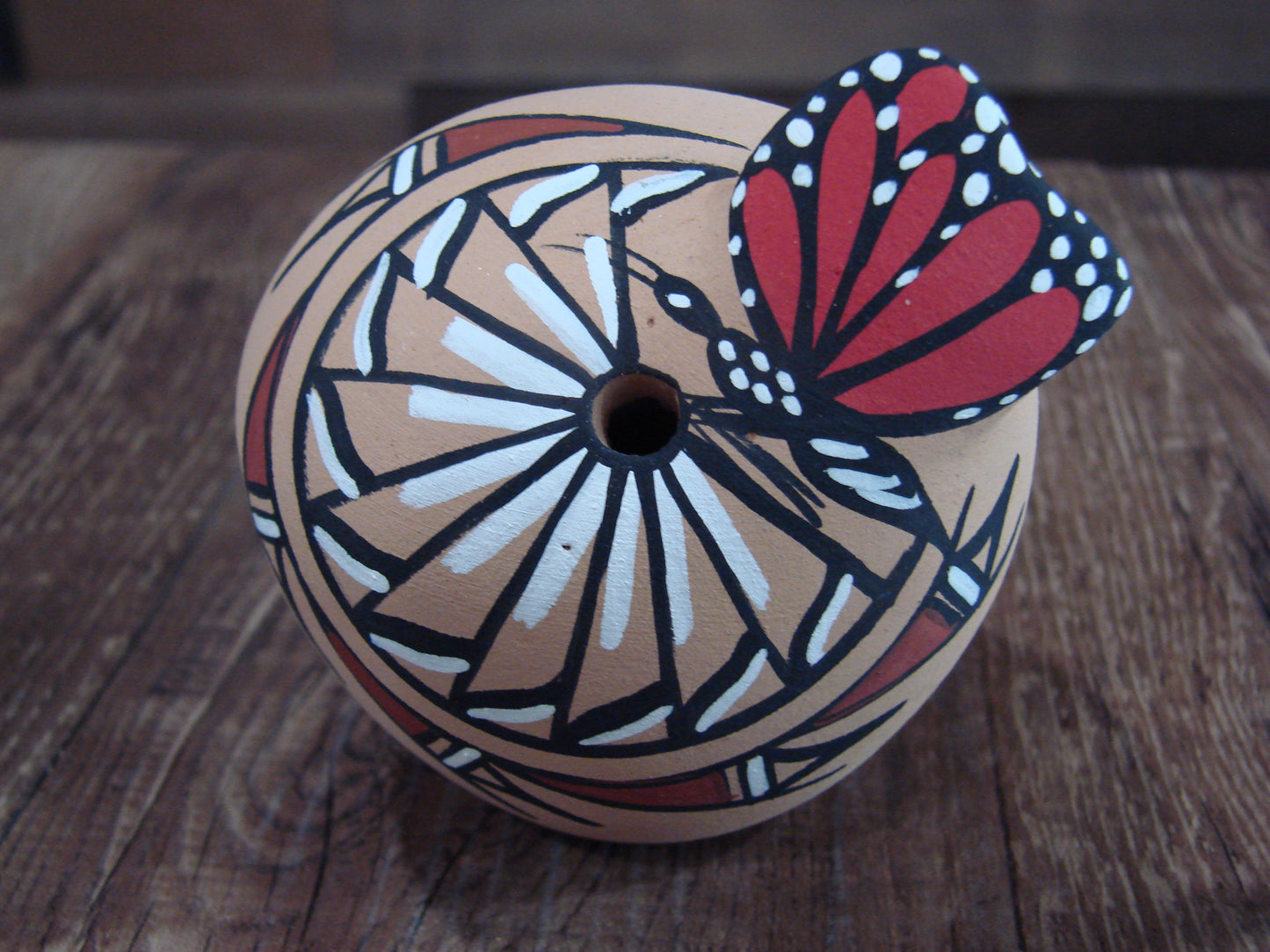 Native American Jemez Indian Handmade Clay Butterfly Seed Pot by Chinana