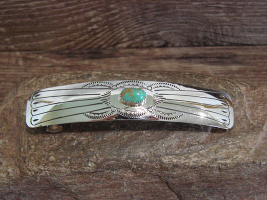Native American Sterling Silver & Turquoise Hair Barrette by Begay